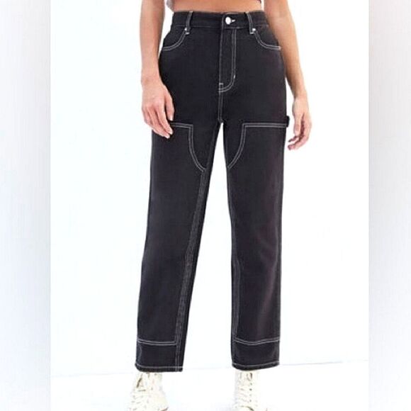 Pacsun High Rise Carpenter contrast stitching utility cargo pants Cropped Sz 25 - Picture 1 of 13